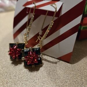 Betsey Johnson Gold and Red Bow Earrings